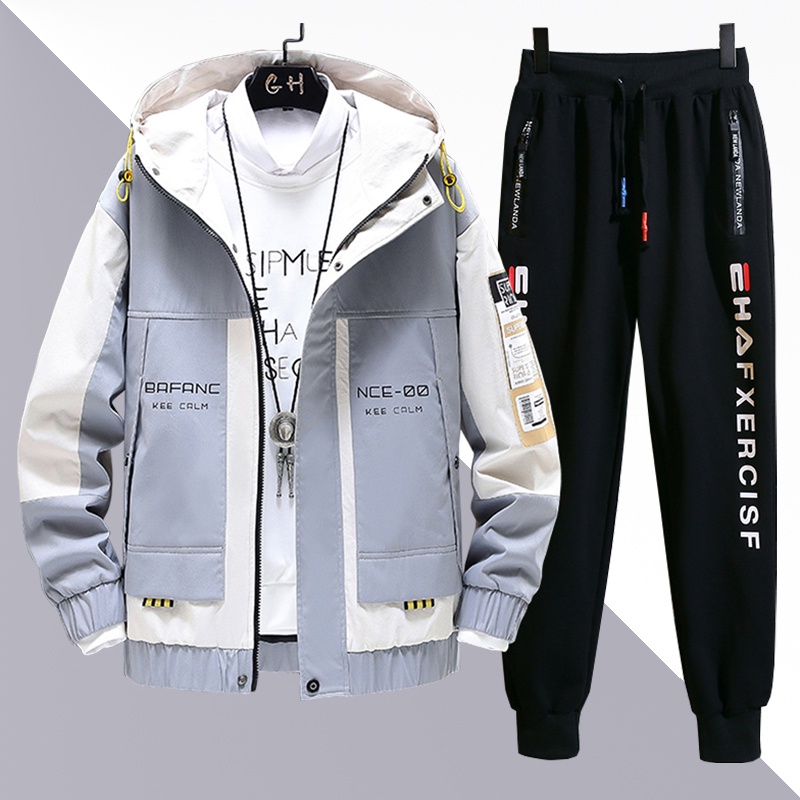 Bộ Quần Áo Thu Đông Nam Áo Khoác Khoá Kéo Phối 2 Màu Kết Hợp Quần Jogger Bo Gấu ZENKODLMEN SET NAM 90000137C