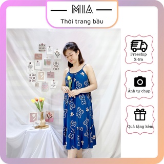 Váy lanh 2 dây, váy lanh bầu mặc nhà mát mẻ thoải mái