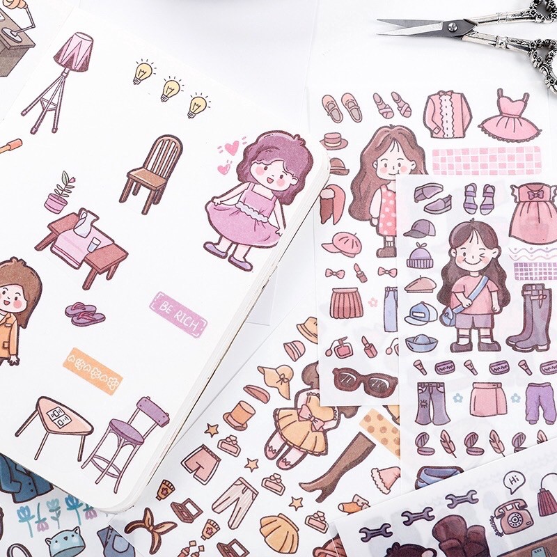 Sét 4 tấm sticker trang trí đáng yêu💕🍀✨