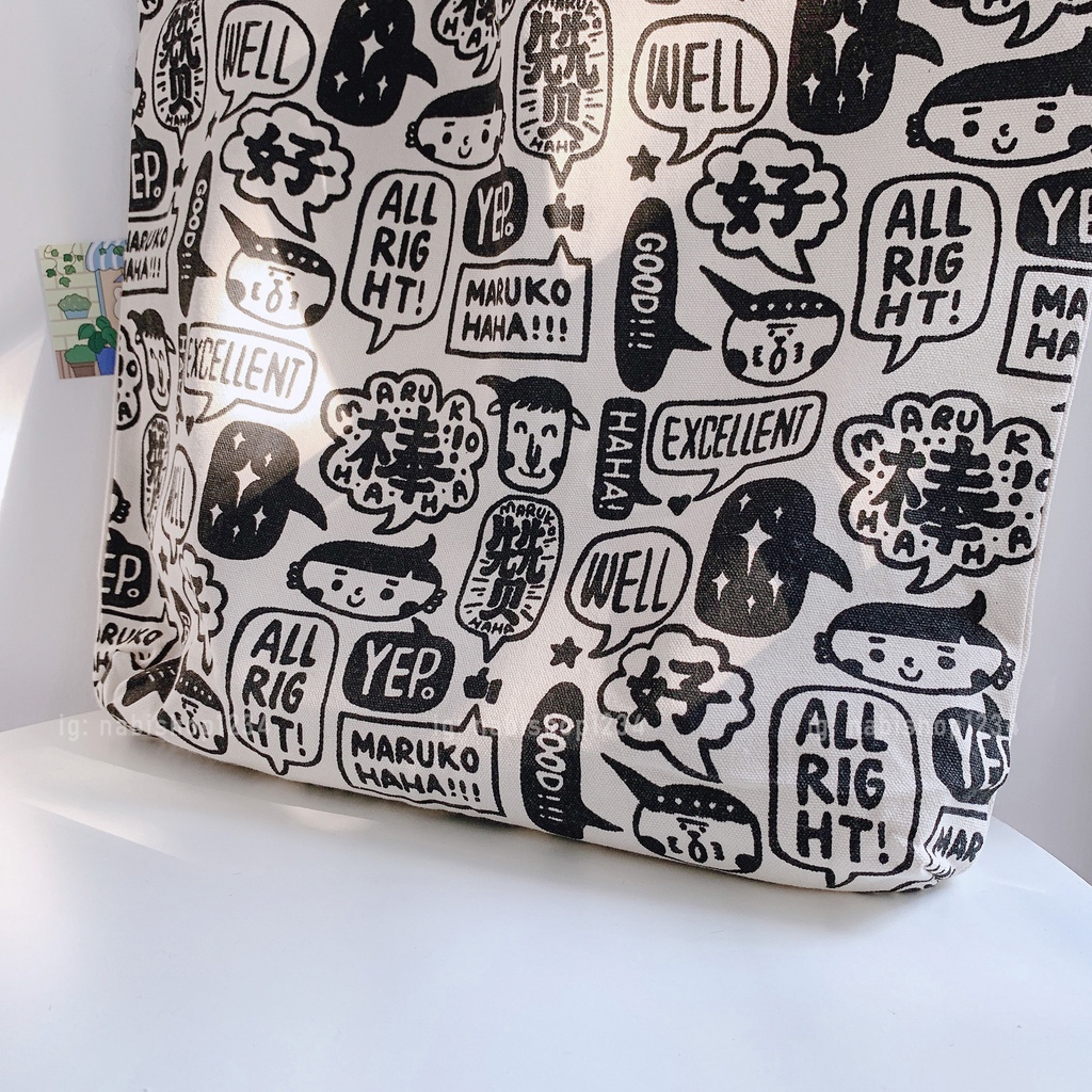Túi Tote Họa Tiết Chữ Mã TT011 ( ẢNH THẬT)