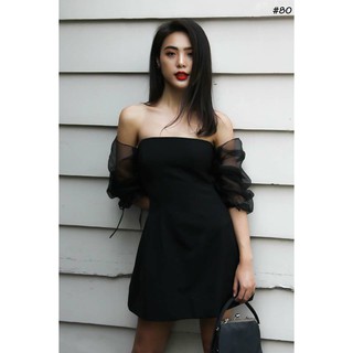 ĐẦM ĐEN TRỄ VAI DỰ TIỆC BODY PHỐI TAY LƯỚI