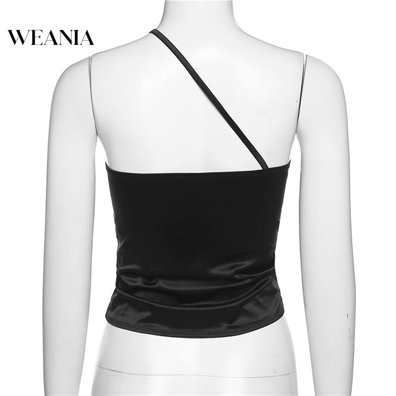 Áo Tank Top Cắt Hở Một Bên Vai Có Dây Rút Gợi Cảm D0326