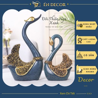 Đôi thiên nga xanh, trang trí nhà cửa, quà cưới, én decor