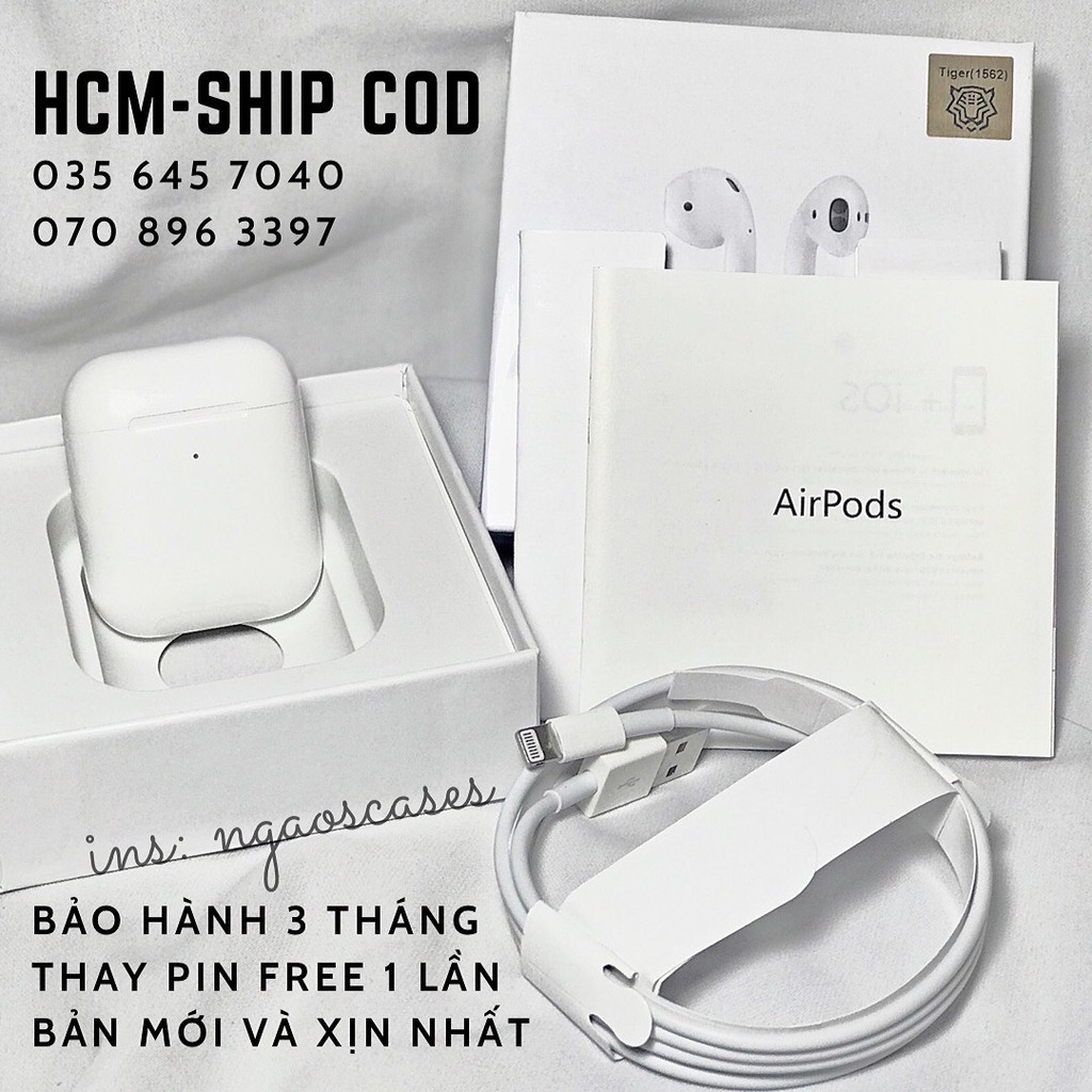 [Airpods 2 Chip CAO CẤP Hổ Vằn 1562M+TẶNG CASE] Định vị - Đổi tên , chia sẻ âm thanh,PIN 5-6H, IOS&ANDROID