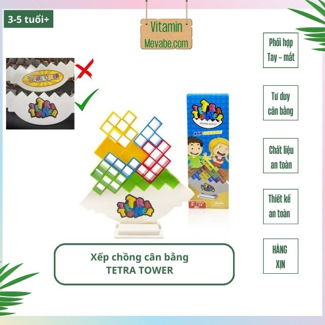 Tháp xếp chồng cân bằng 32 khối Tetra Tower CPT013 Vitaminmevabe - Đồ chơi giáo dục - Đồ chơi cho bé