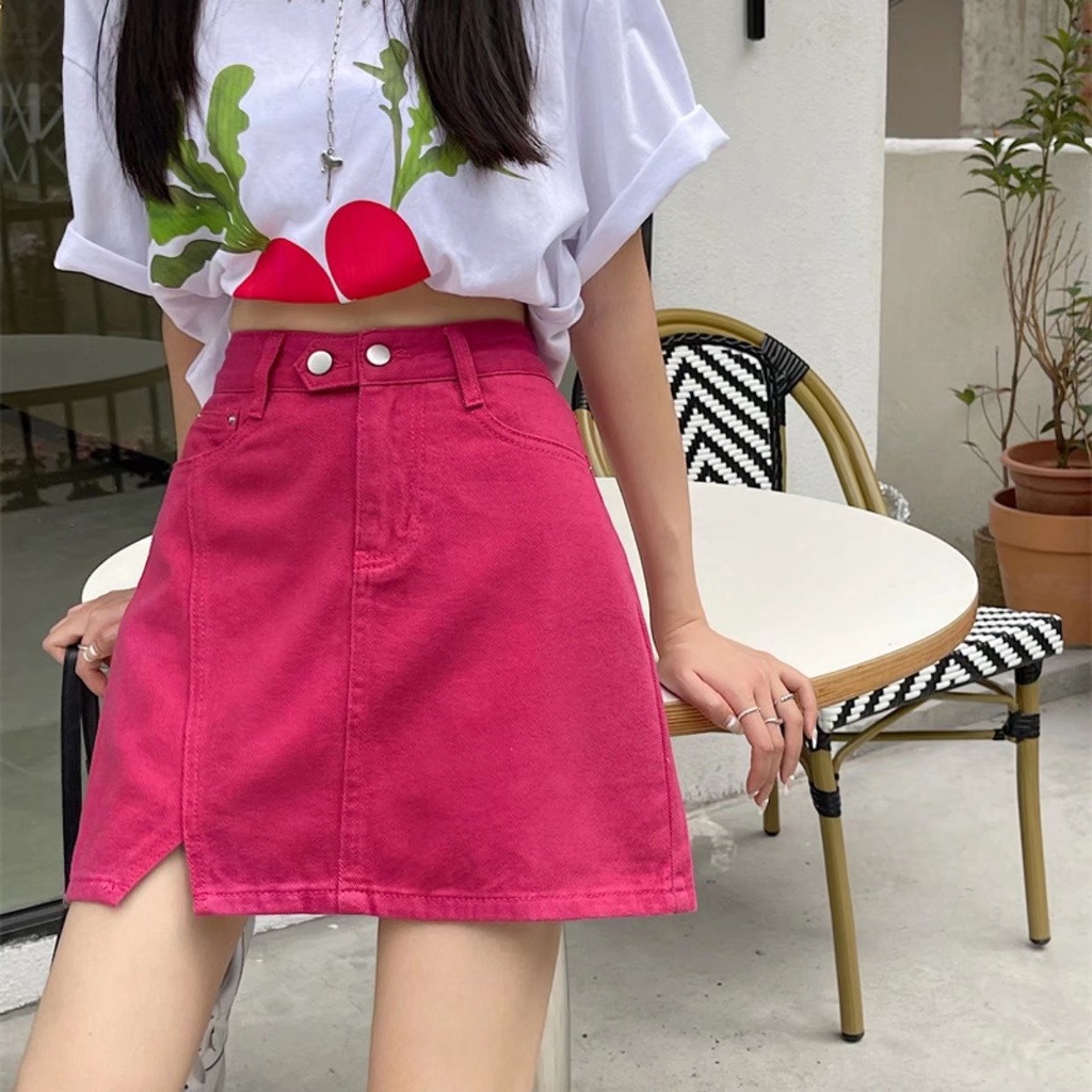 Chân váy SUXI dáng chữ A lưng cao dáng ôm màu sắc đơn giản trẻ trung dành cho nữ