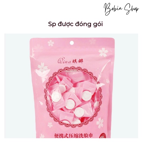 Khăn mặt nén cao cấp hình cái kẹo trái tim dễ thương mang đi du lịch nhỏ gọn tiện lợi Bobia
