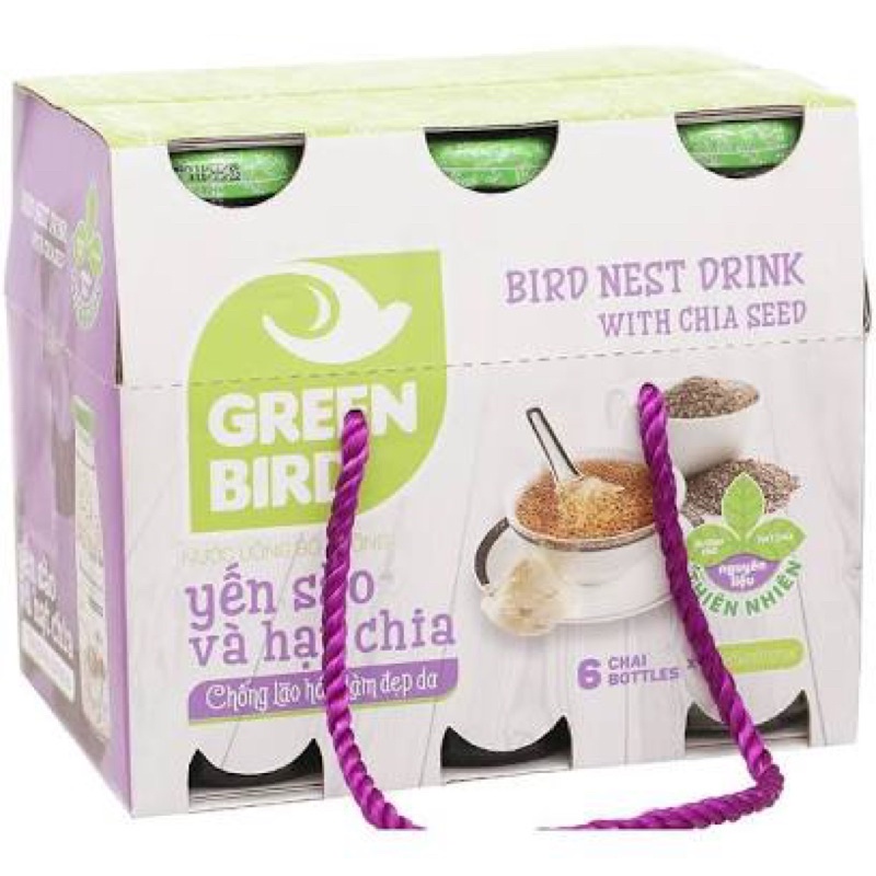 Lốc 6 chai Yến sào hạt chia Green bỉd 185ml