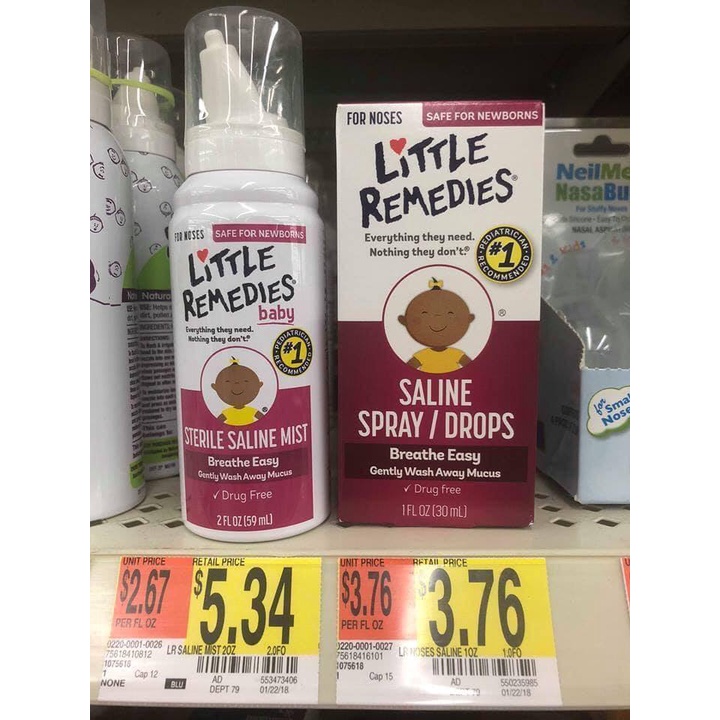 Nước Nhỏ Mũi Và Xịt Mũi Cho Bé Từ Sơ Sinh Little Remedies Mỹ - Xịt Mũi Little Remedies - Nước Muối Little Remedies