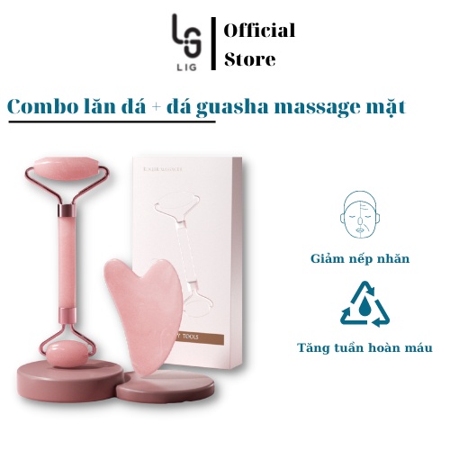 Set Cây Lăn Và Thanh Cạo Salorie Bằng Đá Ngọc Bích LIG Mát Xa Da Mặt Chống Nếp Nhăn