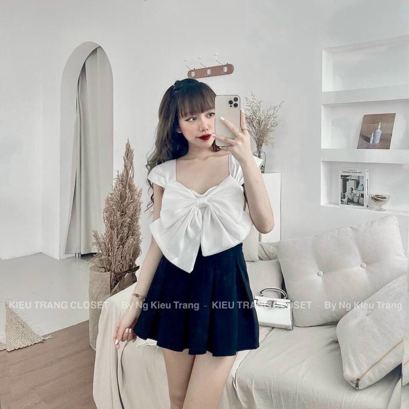 SET ÁO HAI DÂY NƠ TO PHỐI VÁY ĐẸP