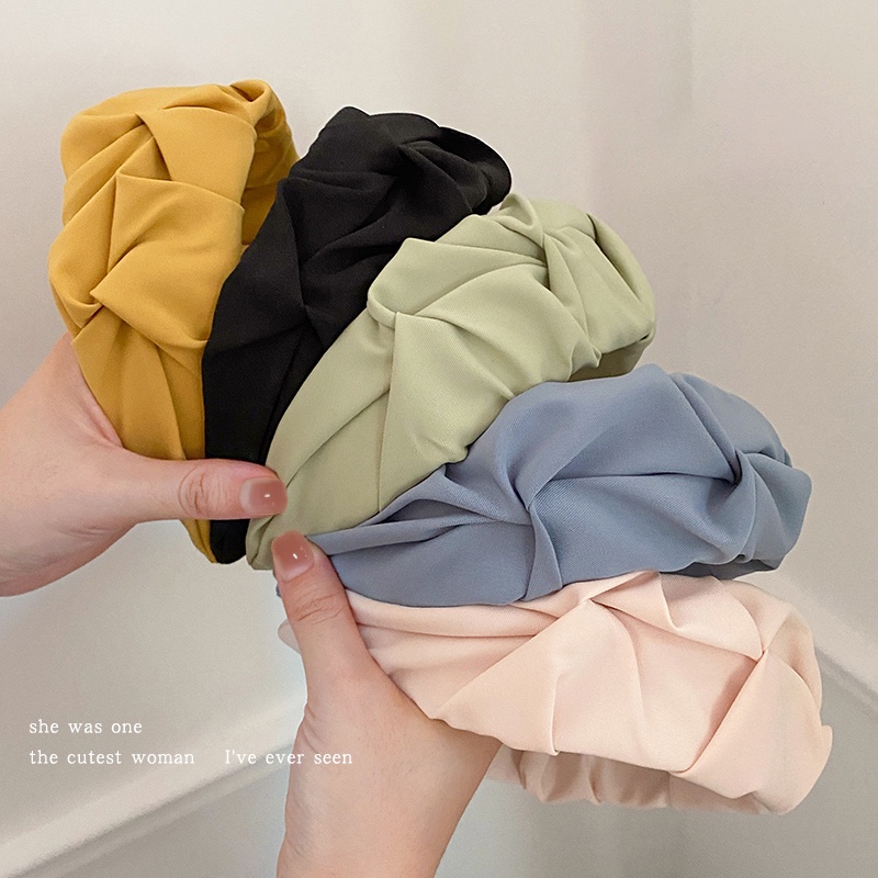 Băng Đô Vải Xếp Ly Vành Rộng Kiểu Hàn Quốc Dễ Thương Cho Nữ