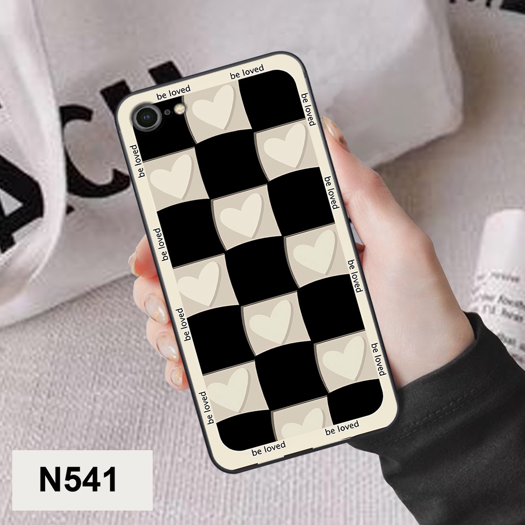Ốp Iphone 6/6S/6 Plus/6S Plus/7/8/7Plus/8Plus bộ hình caro trái tim đen trắng hồng bong bóng dễ thương