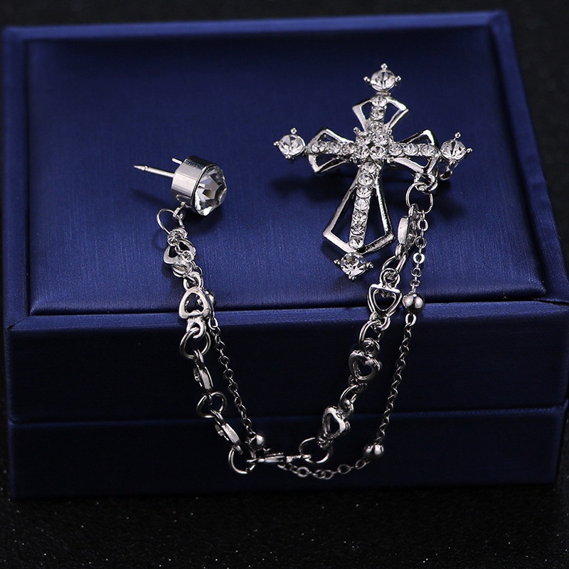 Ghim cài áo vest EFAN dạng chuỗi xích phối mặt thánh giá thời trang cho nam