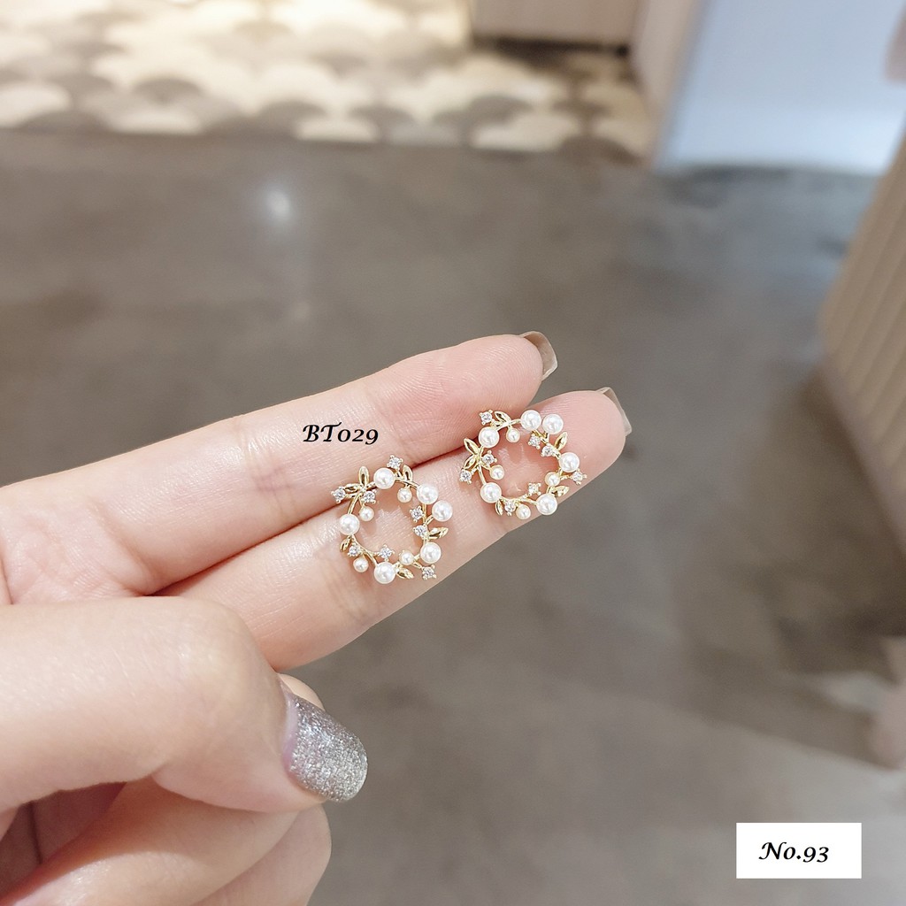 (Bán chạy nhất) Khuyên tai nữ bông tai vòng nguyệt quế trang sức No.93 Jewelry (BT029)