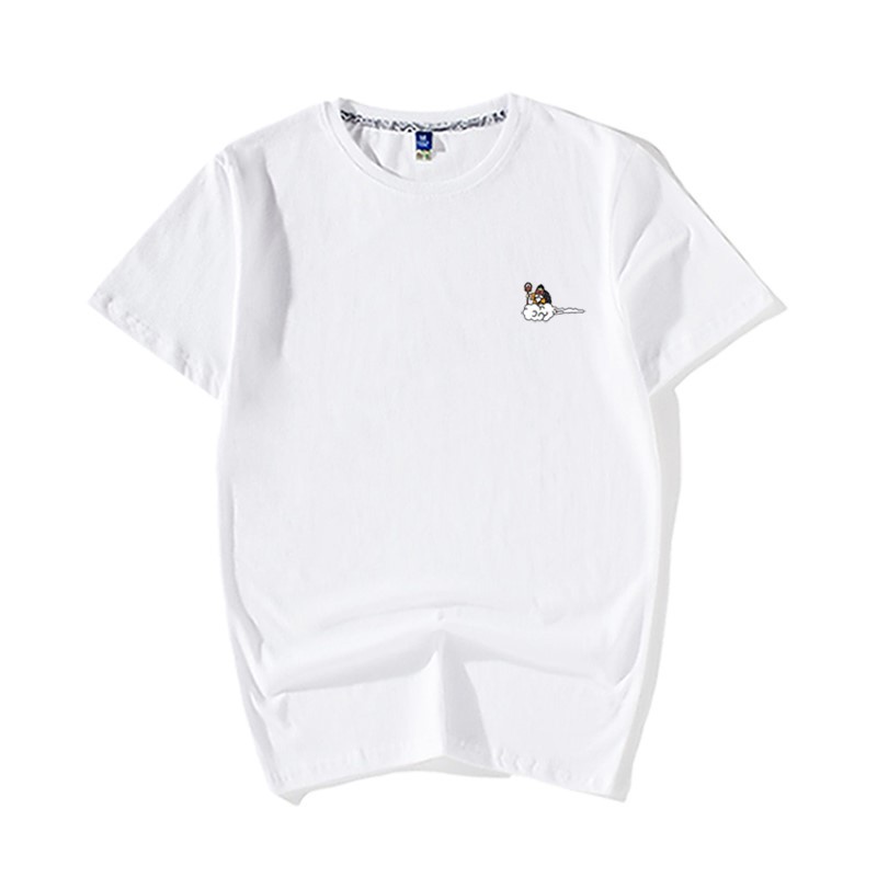 Áo thun tay ngắn cổ tròn dáng rộng vải Cotton in hoạt hình kiểu Nhật Bản thời trang mùa hè cho nam