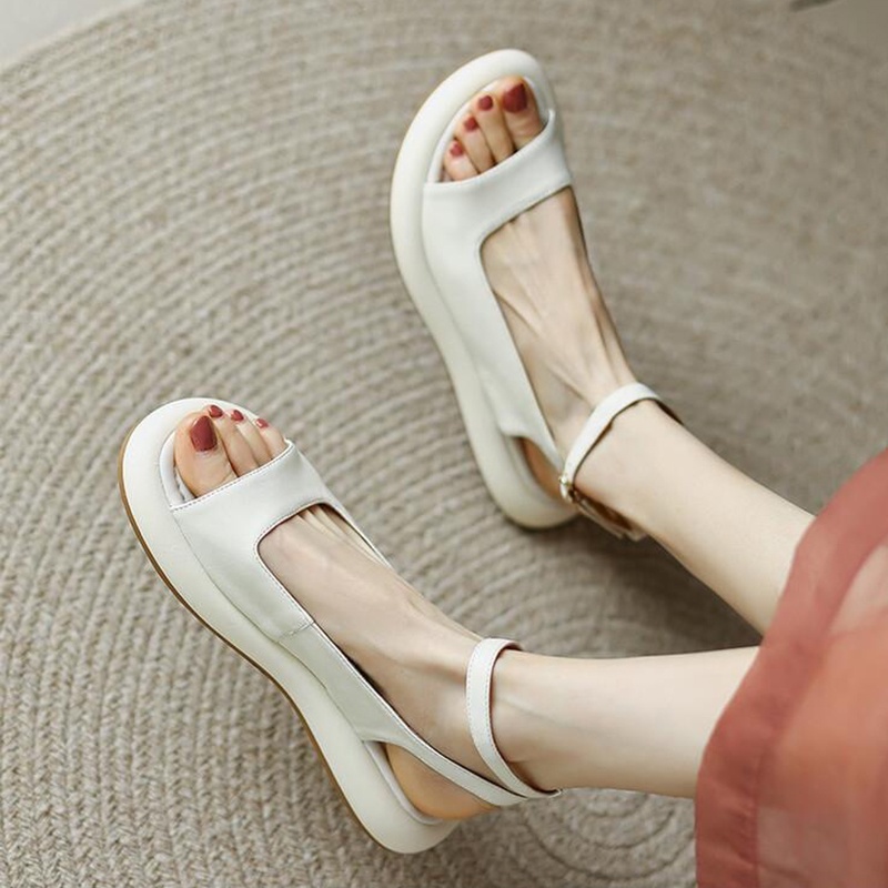 Xăng đan IELGY mũi tròn màu trơn thoải mái thời trang đi biển cho nữ