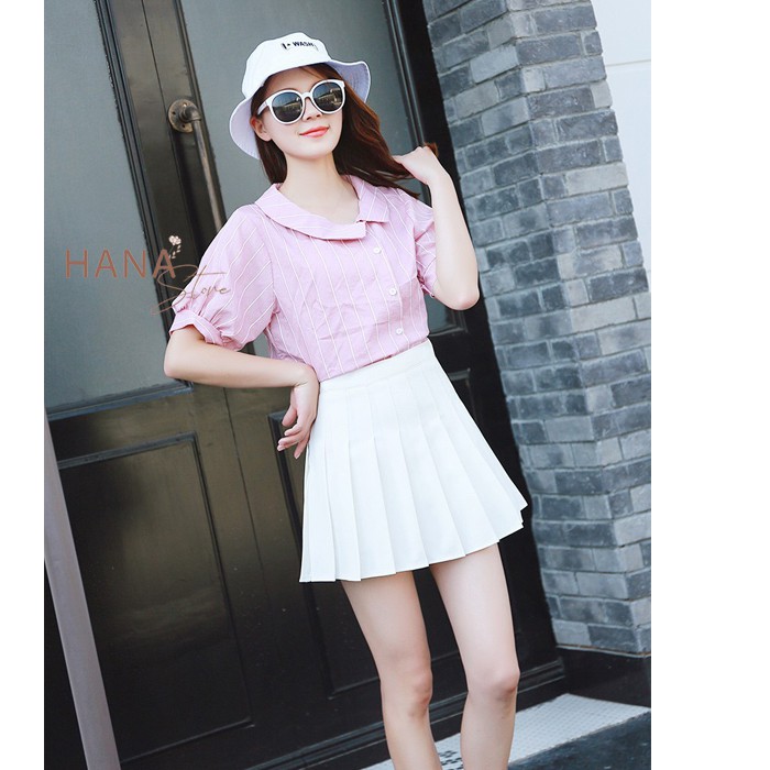 Chân váy Tennis đen xếp ly to có viền quần trong bigsize - Cạp lưng chun cao co giãn - Dáng xòe vừa - Vải chất umi dày