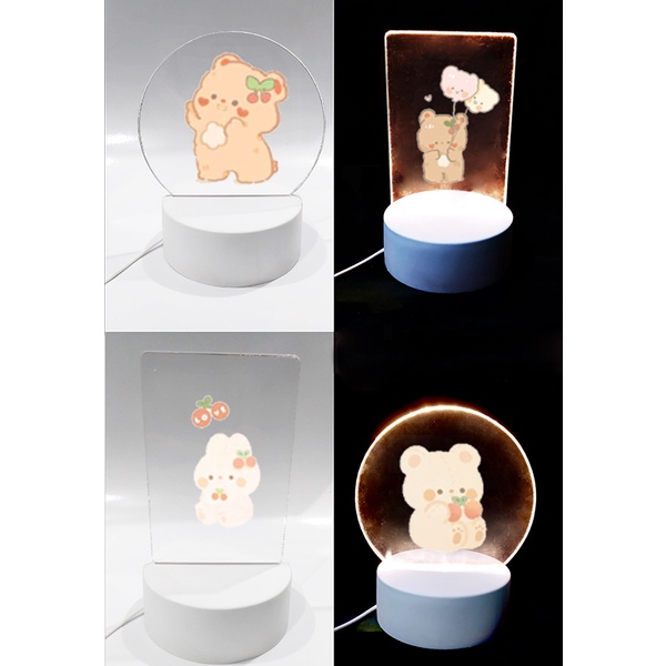 Đèn Led 3D gấu thỏ cherie berie DLI42 Đèn Ngủ 3D Sáng Tạo cute dễ thương