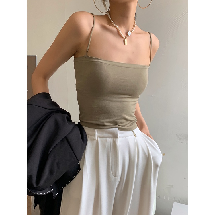 Cocory vn Áo Croptop Hai Dây Có Mút Đệm Ngực 5 Màu Thời Trang Mùa Hè Quyến Rũ Dành Cho Nữ