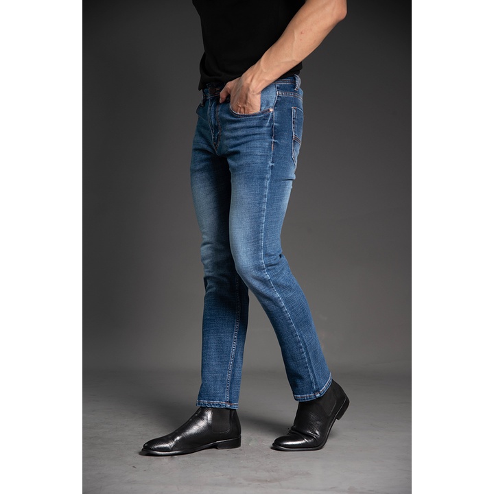 Quần jean nam cao cấp ống đứng H90 màu xanh ghi mài chất co giãn trẻ trung J079