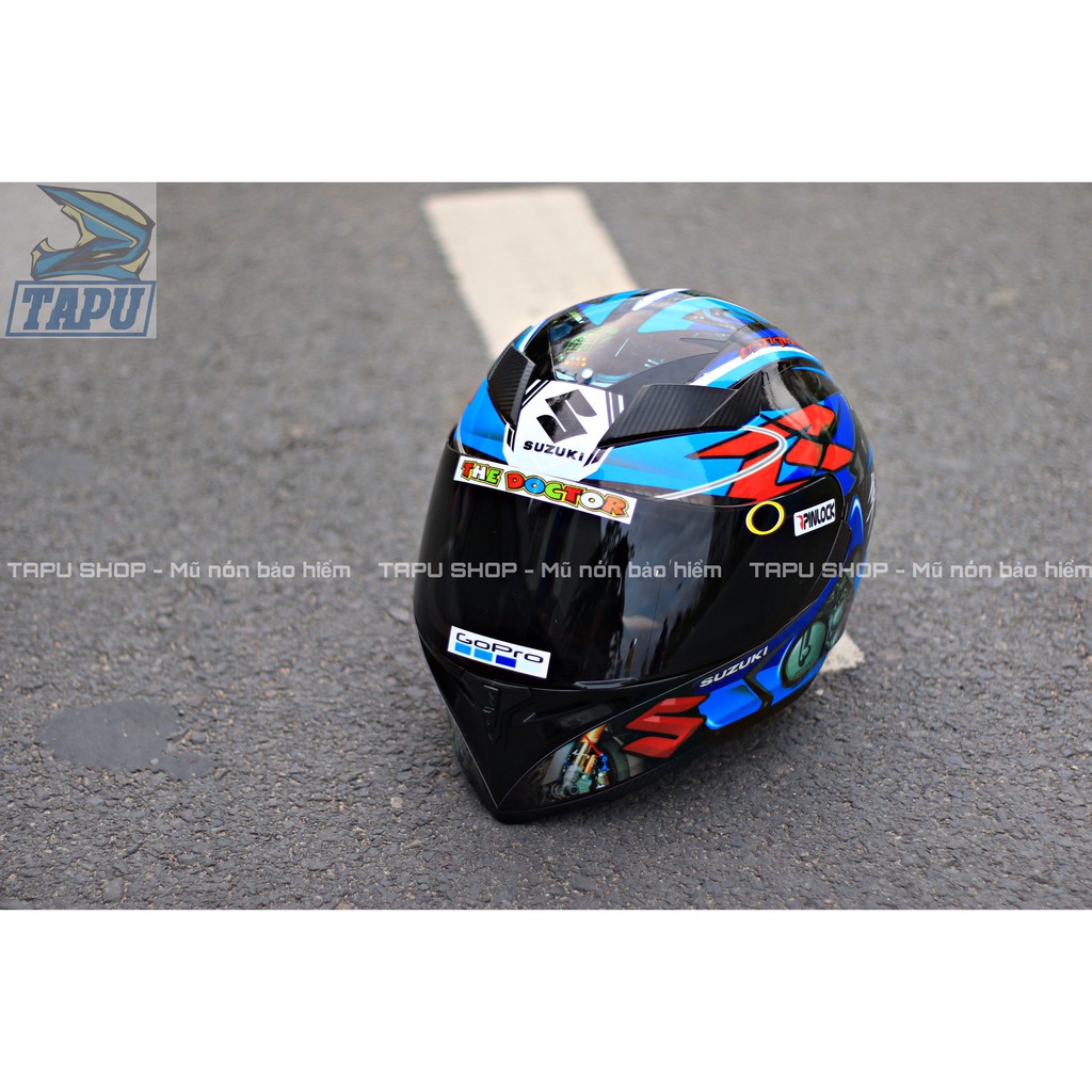 [FREESHIP] MŨ BẢO HIỂM FULLFACE ROC 1 KÍNH - ROYAL M138B LÊN TEM SUZUKI Xanh