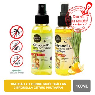 Tinh dầu xịt chống muỗi citronella citrus phutawan 100ml - thái lan