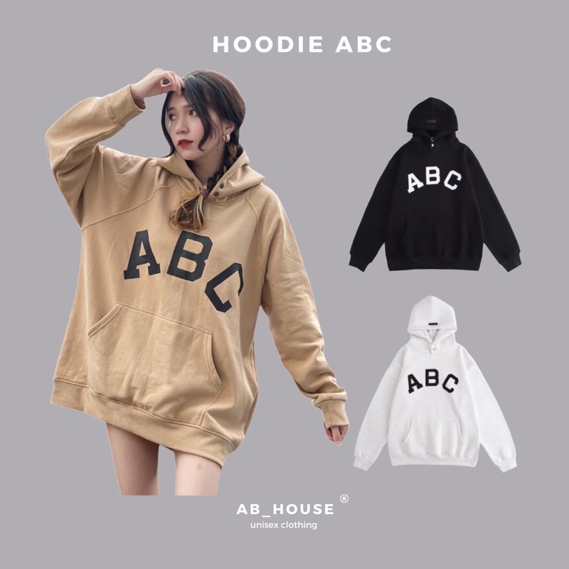 Áo Hoodie Nỉ Bông ABC Unisex Nam Nữ
