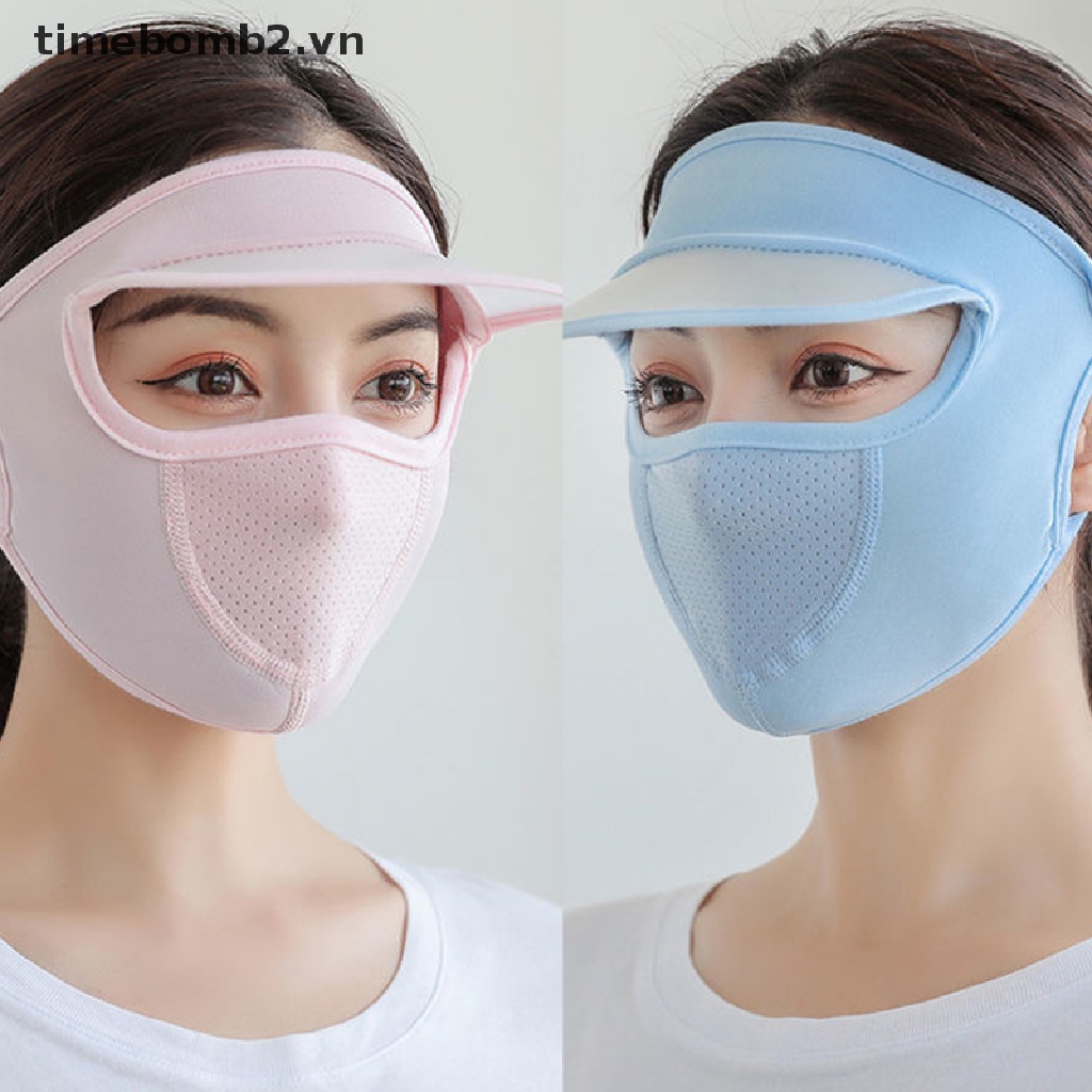 Khẩu Trang Lụa Lạnh Mỏng Thoáng Khí Che Phủ Toàn Diện Cho Nữ