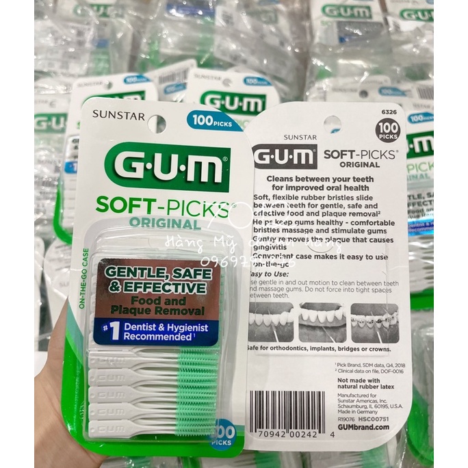 Tăm xỉa răng nha khoa Gum Soft Pick Original mềm đàn hồi cao