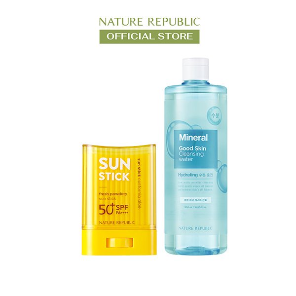 Sáp chống nắng Nature Republic 24g - Nước tẩy trang Mineral Nature Republic 500ml