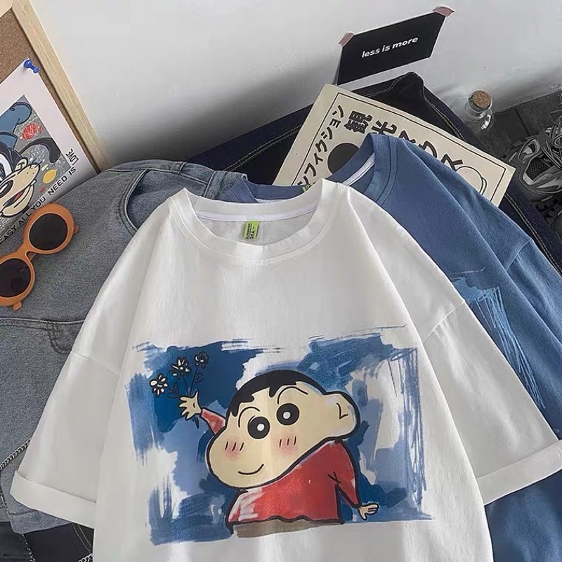 Áo thun tay lỡ nam nữ, áo phông unisex form rộng chất cotton mát mịn thấm hút mồ hôi in hình shin mập