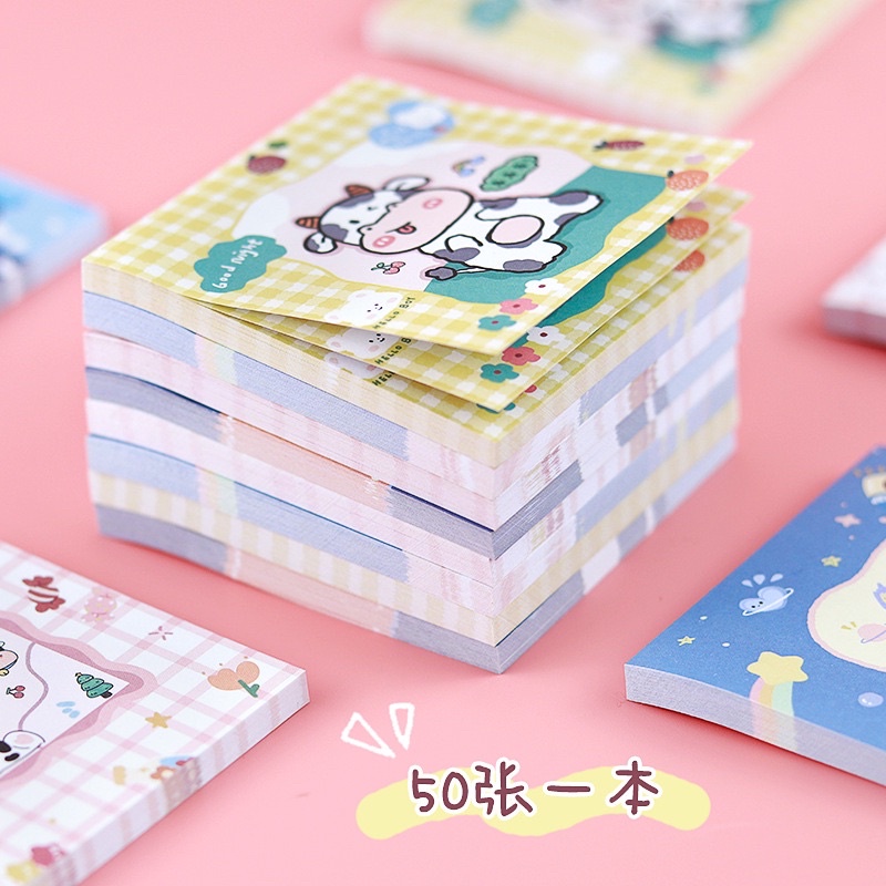 Giấy note hình bò sữa dễ thương 50 tờ