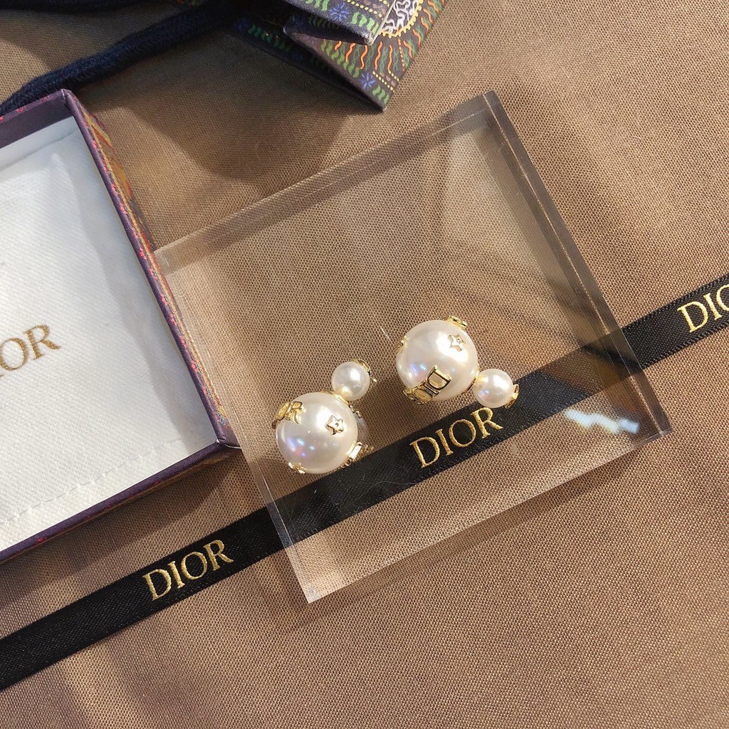 Khuyên Tai Tròn Bằng Thép Titan In Logo Dior Thời Trang Cho Nữ
