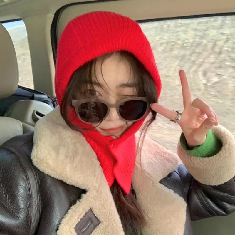 Mũ Len Dệt Kim Kèm Khăn Choàng Cổ Thời Trang Thu Đông Hàn Quốc Dành Cho Nam Nữ