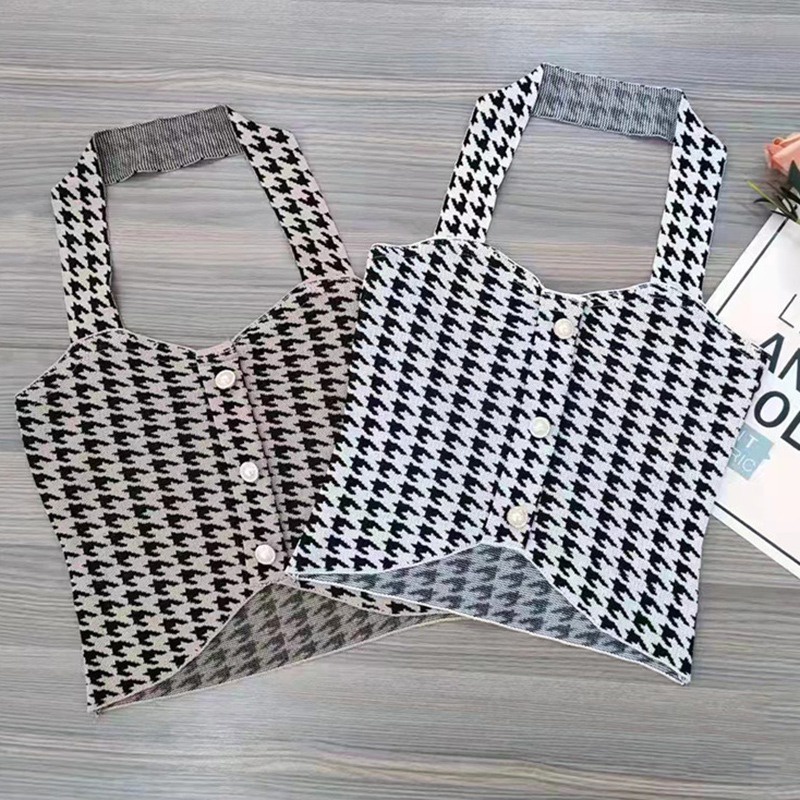 Áo Croptop Không Tay Họa Tiết Răng Cưa Gợi Cảm Cho Nữ