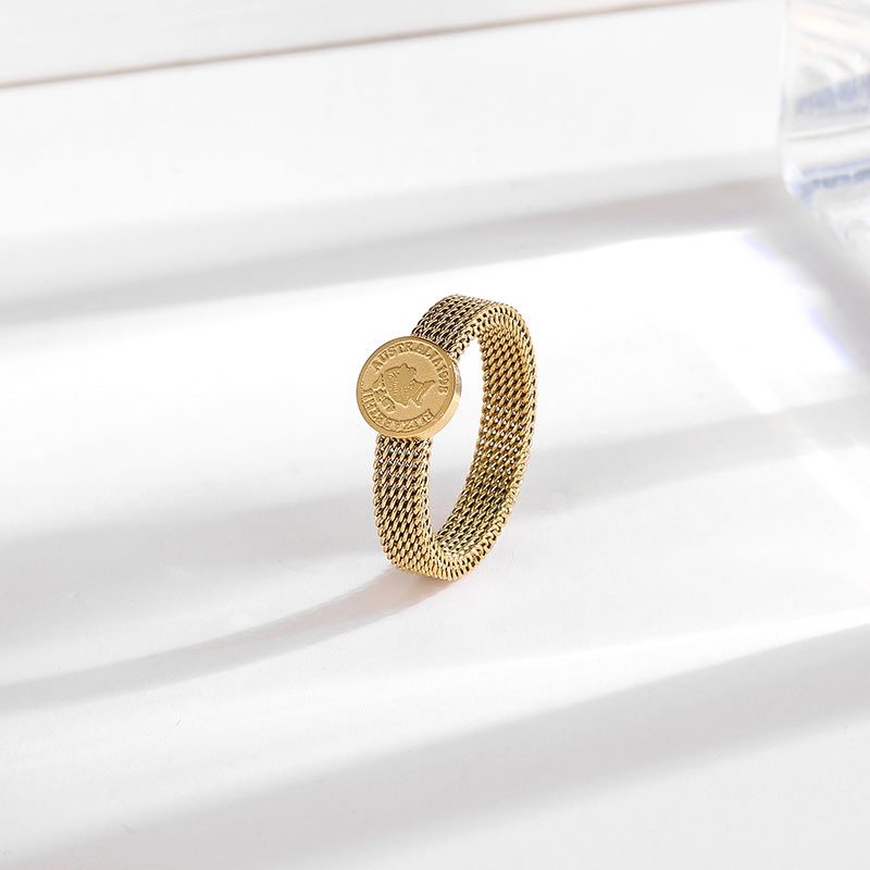 Nhẫn Thép Titan Mạ Vàng 18k Thời Trang Âu Mỹ Cho Nữ