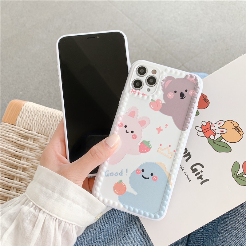 Ốp lưng iphone - Ốp iphone viền chấm bi Khủng long thỏ Koala 7plus/ 8plus / x / xs / xs max / 11 /11 promax Dino Case