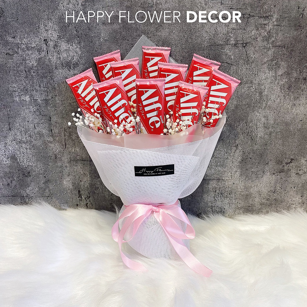 [Đặt riêng] Bó hoa socola GLICO Alfie Strawberry thích hợp làm quà tặng người thân thương - Đóng gói bởi Happy Flower