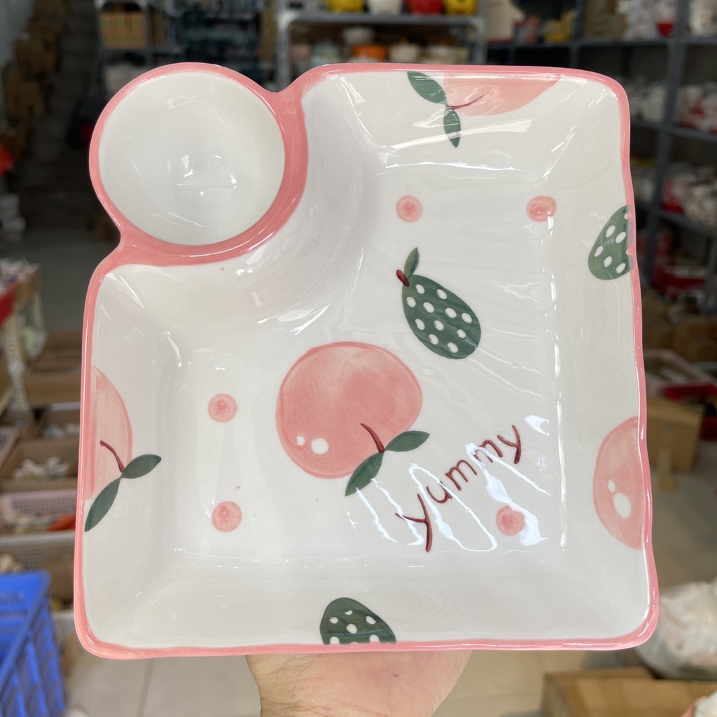 Bát đĩa gốm sứ decor siêu đẹp set đào 15 món cho bé cực xinh yêu