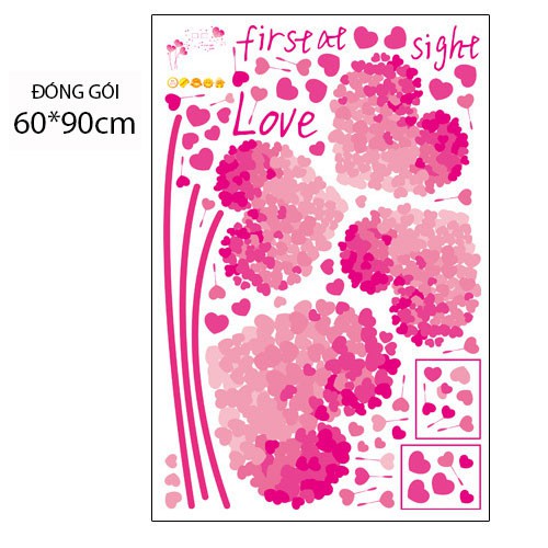 Decal dán tường PINK HEART AY9273