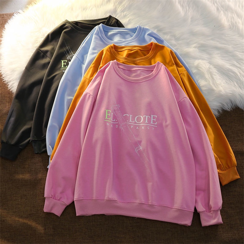 ZHELIHANGFEI Áo Thun Tay Dài Dáng Ôm In Chữ Thời Trang