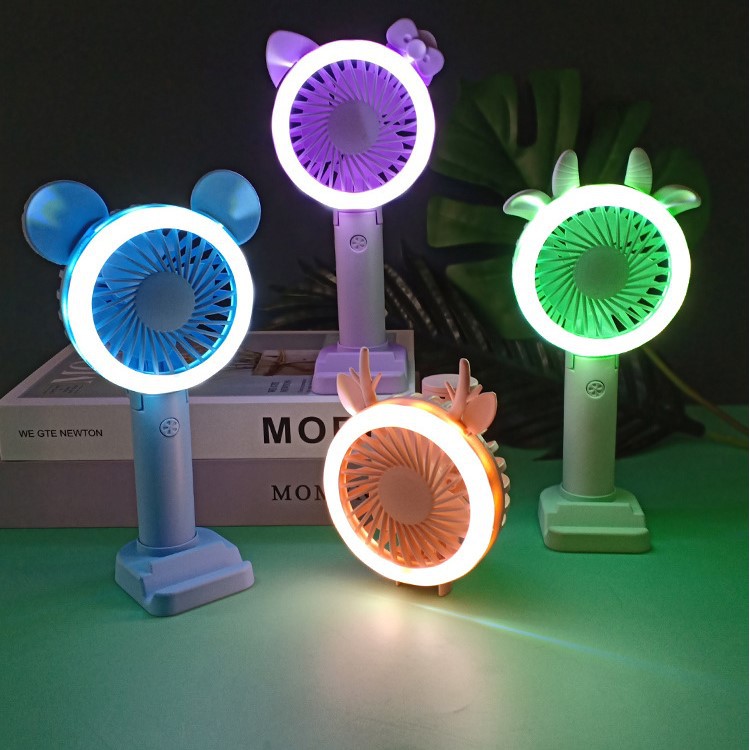 Quạt dự phòng mini cầm tay siêu cute có đèn led