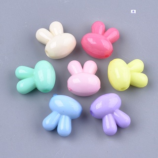 50pcs Opaque Solid Color Bunny Acrylic Beads Rabbit Head Mixed Color 16x13x10mm Hole: 2mm