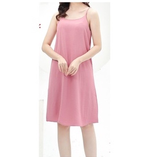 Váy 2 dây dáng suông chất đũi lụa trơn basic nữ