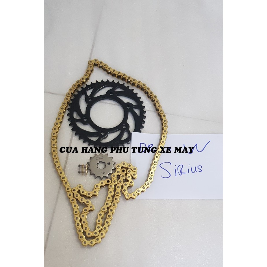 Trọn bộ sên nhông dĩa Recto xe Dream/ Wave/ Sirius ( sên vàng 9 li Mã Lai )