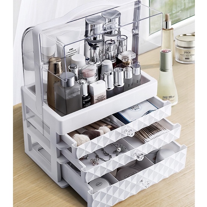 Hộp đựng trang sức mỹ phẩm nhiều ngăn, nhiều tầng làm bằng nhựa mica cao cấp