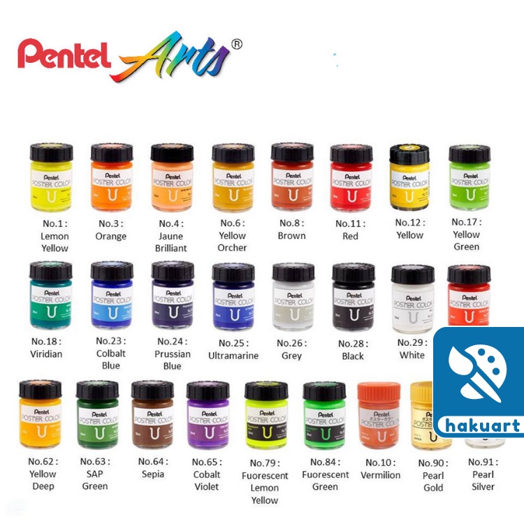 Màu Bột Pentel Poster Color Hủ Lẻ 30ml - Họa cụ Hakuart