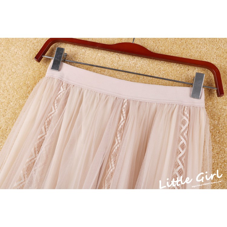 Chân váy midi xếp li pha ren -V18 | BigBuy360 - bigbuy360.vn