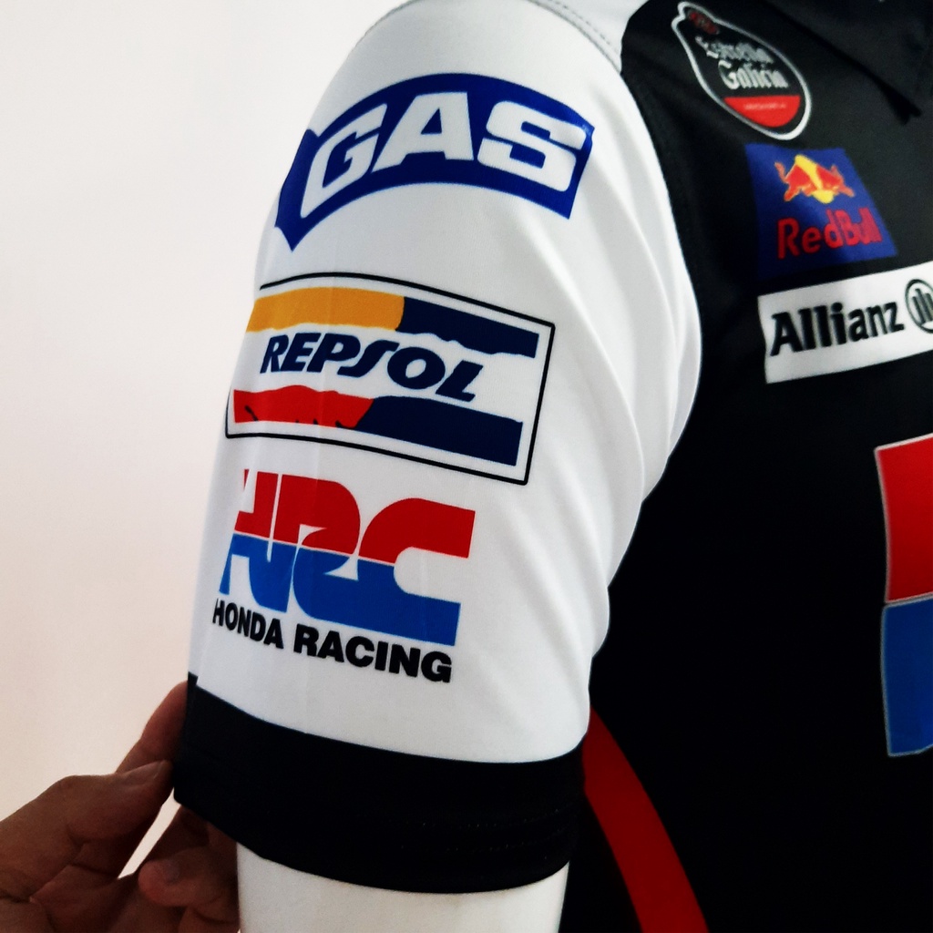 ÁO HONDA HRC - ÁO THUN XE MÁY - ÁO THUN MOTO - ÁO THUN THỂ THAO CÓ CỔ IN TEM XE MẪU HONDA HRC